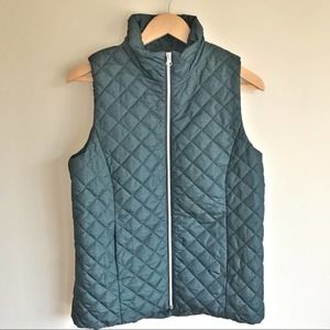 Banana Republic Factory Dark Green Puffer Zip Vest Sz S NWT